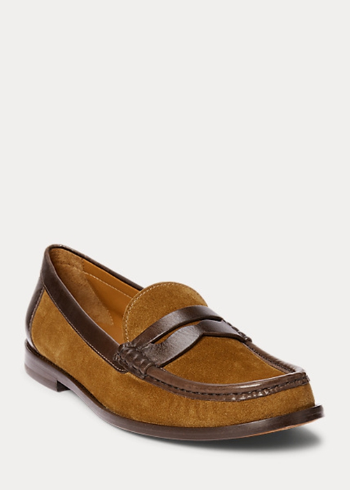 Ralph Lauren Läder-Trim Mocka Penny Loafers Dam Bruna | 073245-NLH