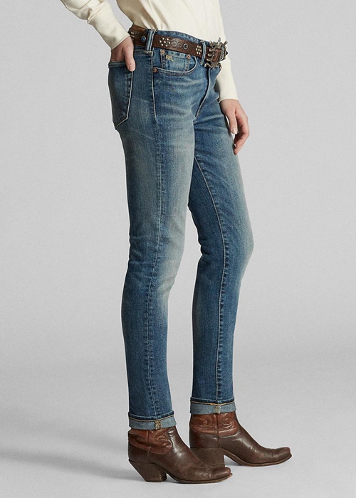 Ralph Lauren Mager Stretch Jeans Dam Blå | 690874-BCG