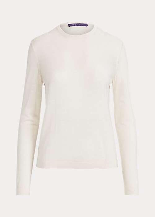 Ralph Lauren Merino Ull Crewneck Tröjor Dam Grädde | 351420-WRU