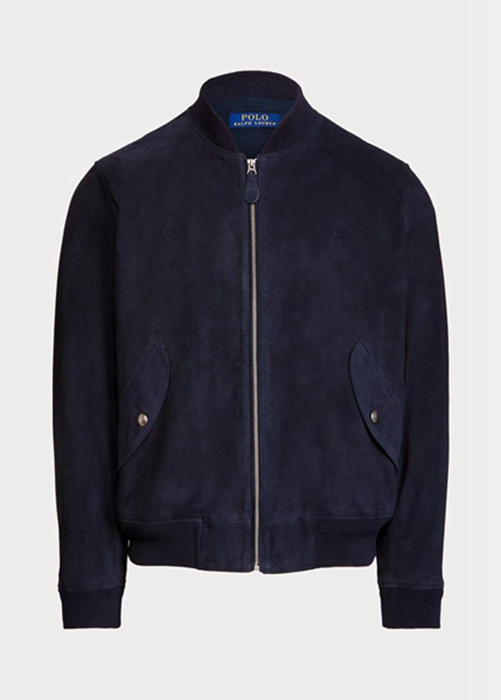 Ralph Lauren Mocka Bomber Jacka Herr Marinblå | 964102-RLH