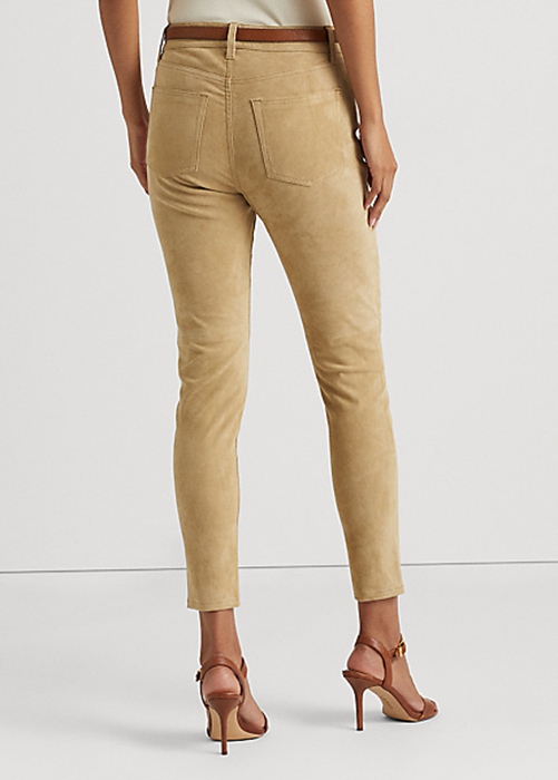 Ralph Lauren Mocka High-Rise Mager Ankle Byxor Dam Khaki | 940812-PBA