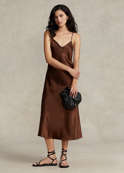 Ralph Lauren Mulberry Silk Midi Slip Klänning Dam Bruna | 452760-YFQ