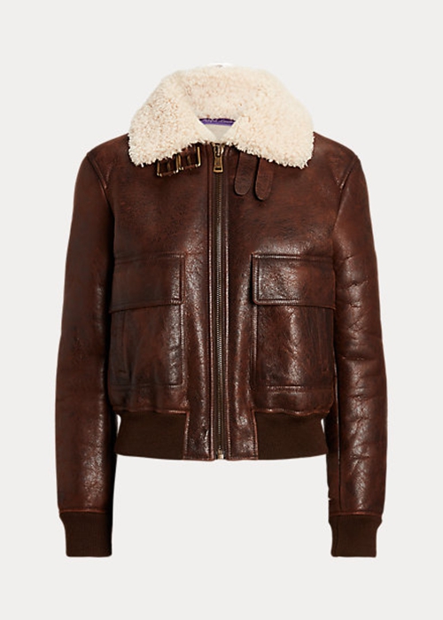 Ralph Lauren Niketa Burnished Merino Shearling Jacka Dam Bruna | 061485-ANH