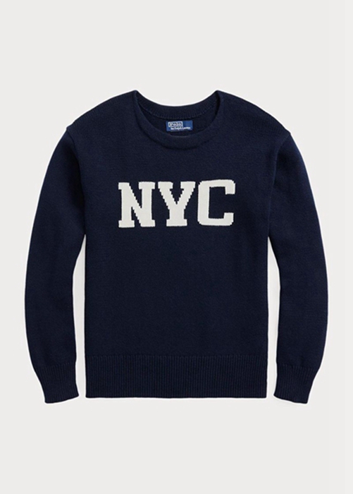 Ralph Lauren Nyc Crewneck Jumper Tröjor Herr Marinblå | 691582-LGP