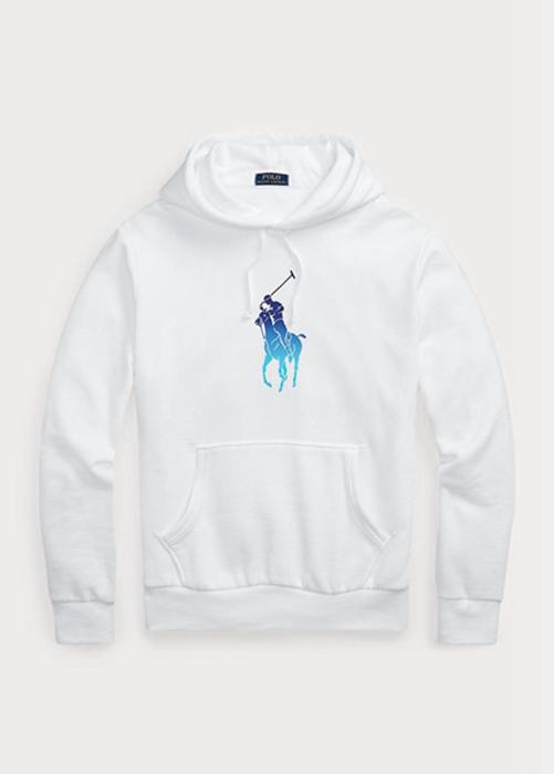 Ralph Lauren Ombré Big Pony Fleece Hoodie Herr Vita | 714589-EXD