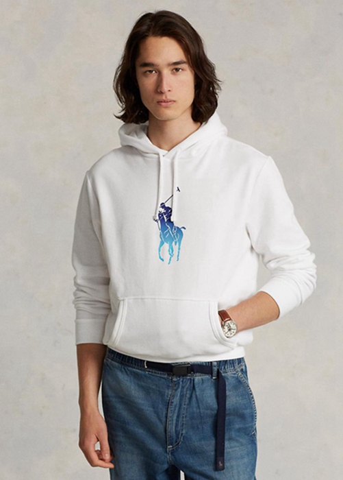 Ralph Lauren Ombré Big Pony Fleece Hoodie Herr Vita | 714589-EXD