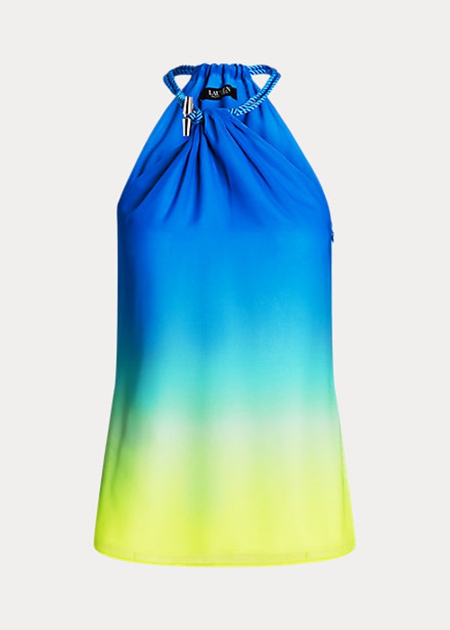 Ralph Lauren Ombré-Print Chiffon Halter Blast Dam Olika Färger | 024576-NGS