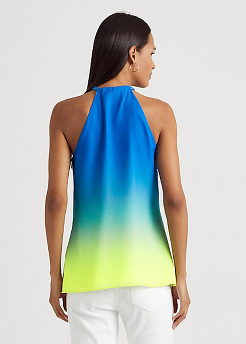 Ralph Lauren Ombré-Print Chiffon Halter Blast Dam Olika Färger | 024576-NGS