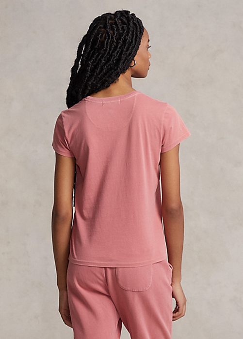 Ralph Lauren Organic Bomull Crewneck T-shirt Dam Rosa | 716429-EJU