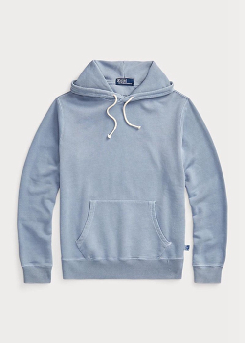 Ralph Lauren Organic Bomull Fleece Hoodie Herr Blå | 431926-KHW