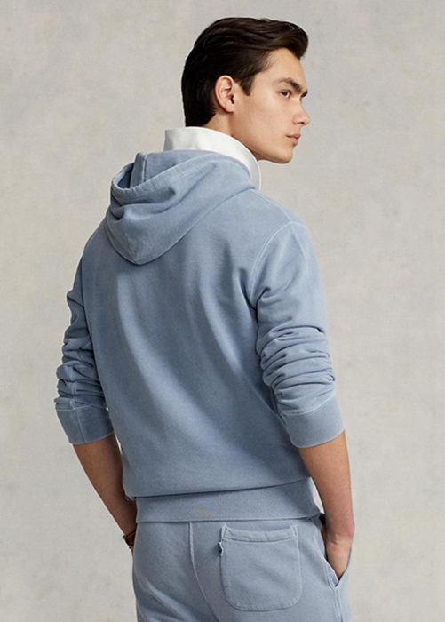 Ralph Lauren Organic Bomull Fleece Hoodie Herr Blå | 431926-KHW