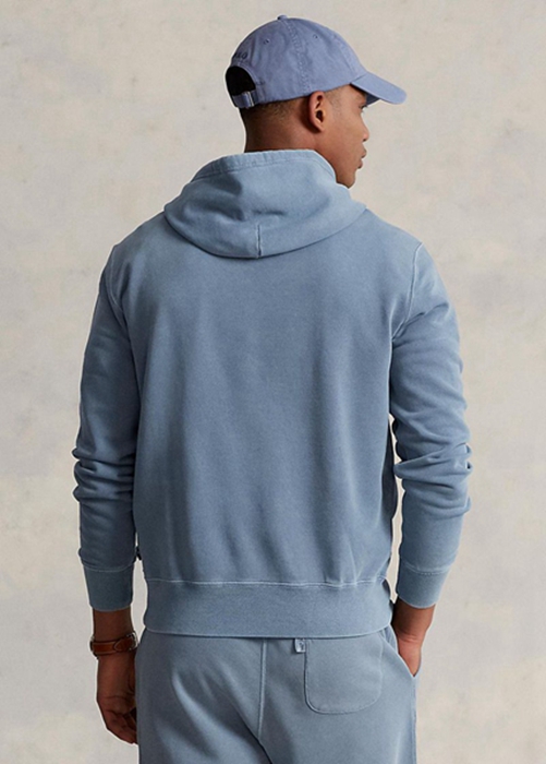 Ralph Lauren Organic Bomull Fleece Hoodie Herr Blå | 750986-MLY