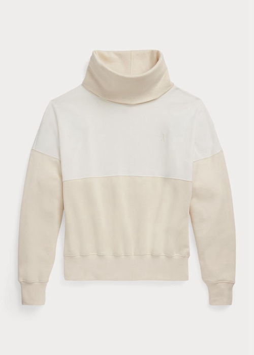 Ralph Lauren Panelled Funnelneck Fleece Pullover Tröjor Dam Beige | 684930-ZRC