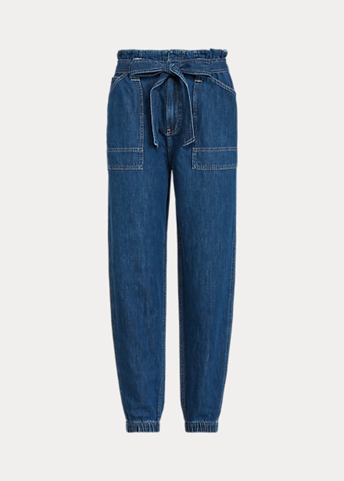 Ralph Lauren Paperbag Jogger Jeans Dam Marinblå | 369825-GBS