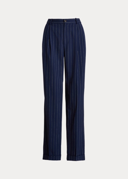 Ralph Lauren Pinstripe Twill Hetero Byxor Dam Marinblå Vita | 814269-WHQ