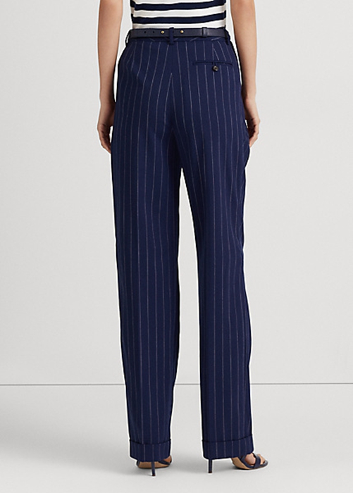 Ralph Lauren Pinstripe Twill Hetero Byxor Dam Marinblå Vita | 814269-WHQ