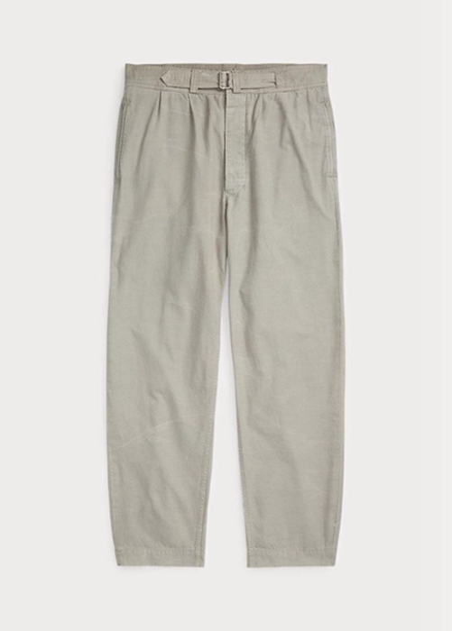 Ralph Lauren Plisserad Baggy Fit Canvas Byxor Herr Grå | 052746-ONF