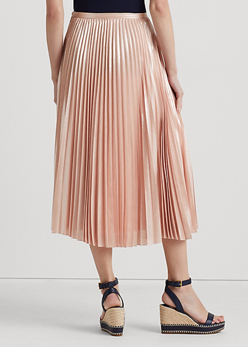 Ralph Lauren Plisserad Metallic Chiffon Kjolar Dam Rosa | 712365-XZI