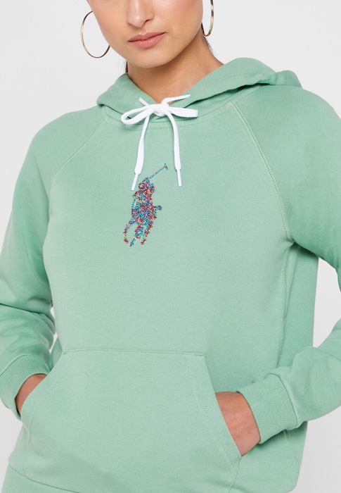 Ralph Lauren Pocket Detail Stickad Hoodie Dam Gröna | 679043-LDG