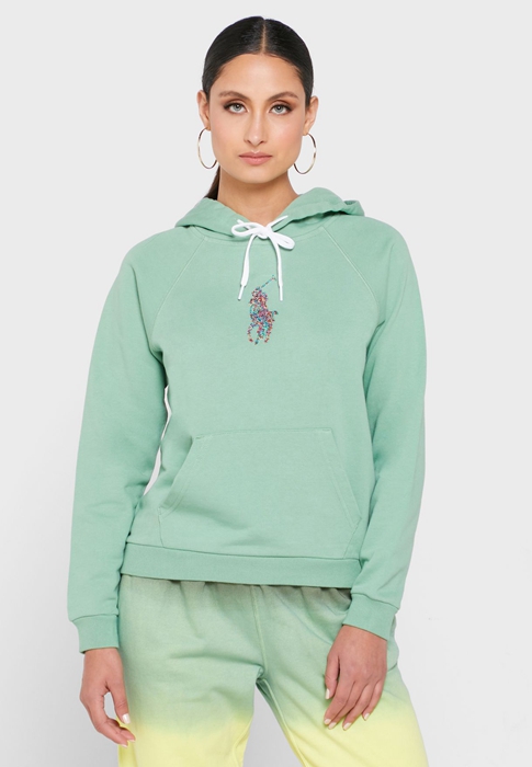 Ralph Lauren Pocket Detail Stickad Hoodie Dam Gröna | 679043-LDG