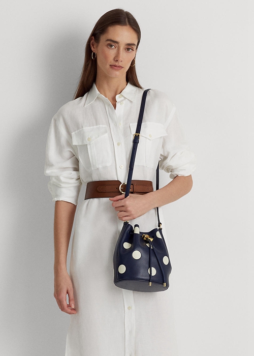 Ralph Lauren Polka-Dot Medium Andie Handbag Dam Refined Navy/Vanilla | 570814-HMF