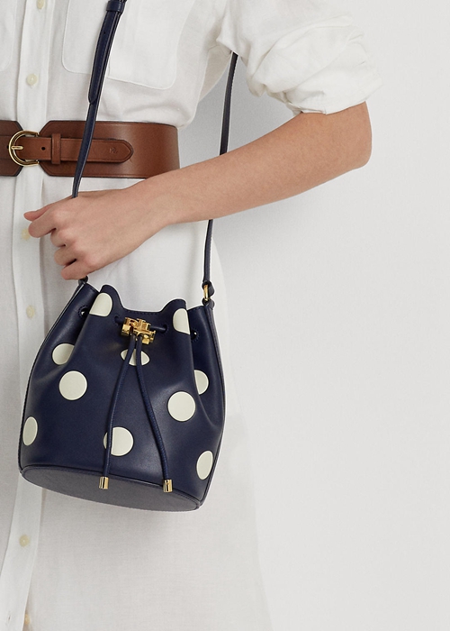 Ralph Lauren Polka-Dot Medium Andie Handbag Dam Refined Navy/Vanilla | 570814-HMF