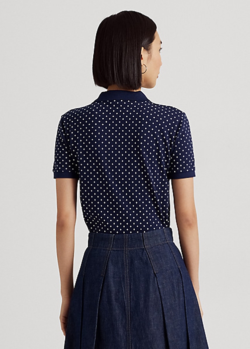 Ralph Lauren Polka-Dot Piqué Piketröja Dam Marinblå | 128796-SFA