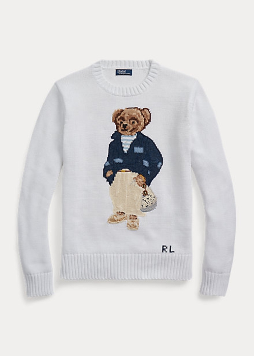 Ralph Lauren Polo Bear Bomull-Blend Tröjor Dam Vita | 350197-PLJ