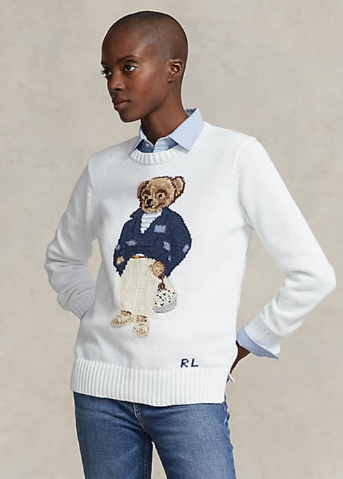 Ralph Lauren Polo Bear Bomull-Blend Tröjor Dam Vita | 350197-PLJ