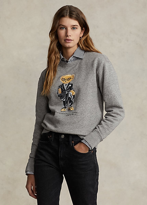 Ralph Lauren Polo Bear Fleece Crewneck Tröjor Dam Mörkgrå | 069432-UVS