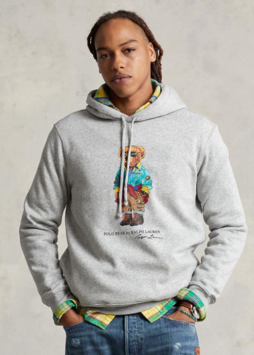 Ralph Lauren Polo Bear Fleece Hoodie Herr Grå | 082375-GVE