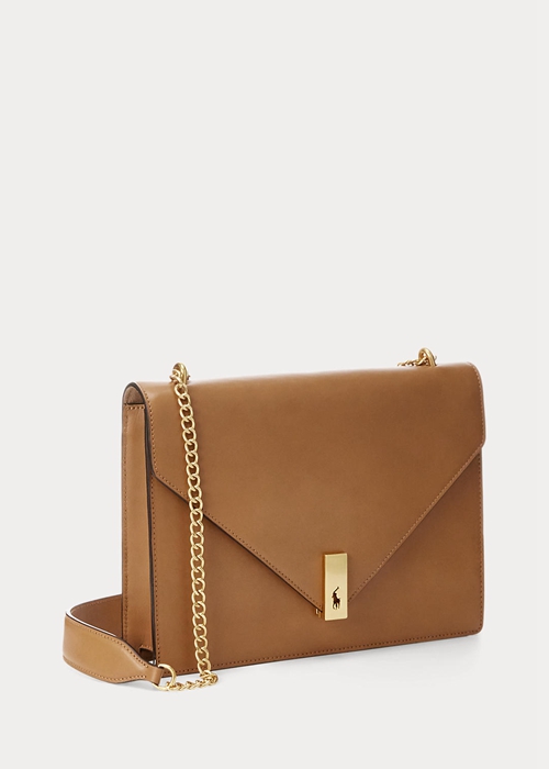 Ralph Lauren Polo ID Calfskin Envelope Crossbody Väska Dam Tan | 157302-TZL