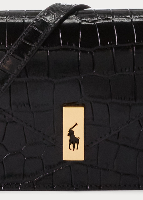 Ralph Lauren Polo ID Croc-Embossed Chain Plånbok Dam Svarta | 817362-IFD