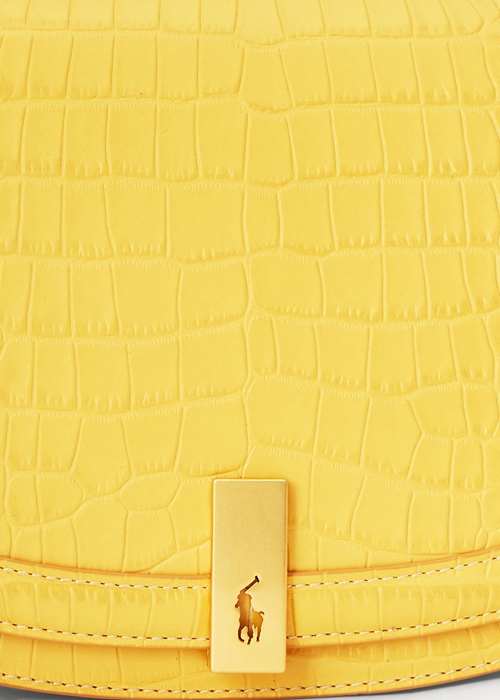 Ralph Lauren Polo ID Croc-Embossed Saddle Bags Dam Senapsgult | 053741-AXK