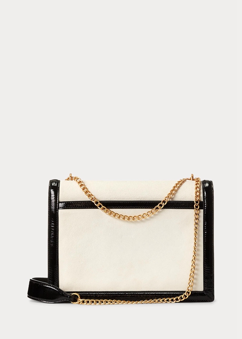 Ralph Lauren Polo ID Mocka Envelope Crossbody Väska Dam Cream/Black | 357298-UZE