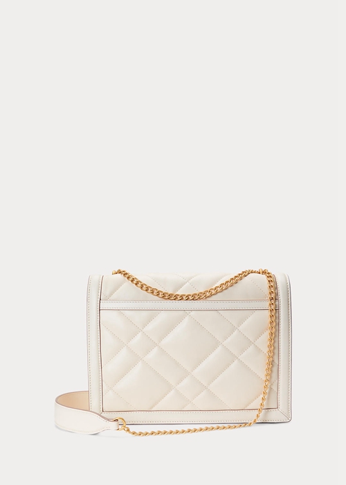 Ralph Lauren Polo ID Quiltad Läder Envelope Crossbody Väska Dam Ivory | 590124-GYN