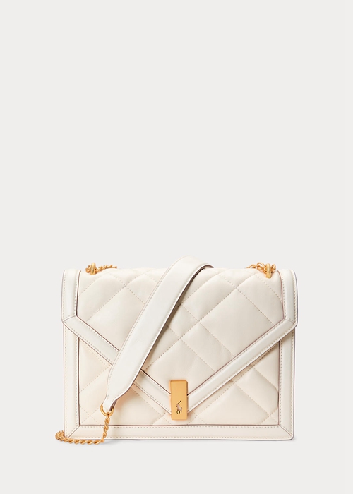 Ralph Lauren Polo ID Quiltad Läder Envelope Crossbody Väska Dam Ivory | 590124-GYN