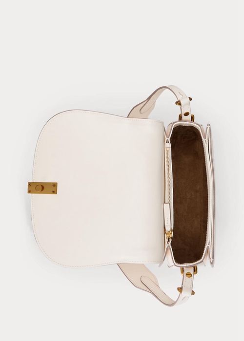 Ralph Lauren Polo ID Quiltad Läder Saddle Bags Dam Ivory | 025416-RLE