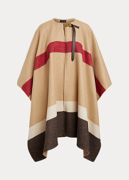 Ralph Lauren Polo ID Randig Double-Faced Poncho Jacka Dam Bruna | 431859-AQB