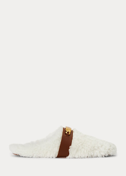 Ralph Lauren Polo ID Shearling Platta Skor Dam Vita | 925814-NZQ