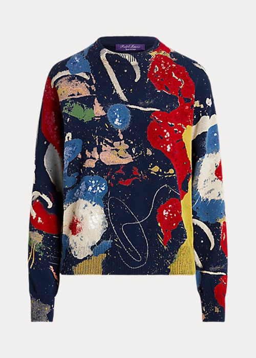 Ralph Lauren Print Bomull Crewneck Tröjor Dam Olika Färger | 586479-DVP