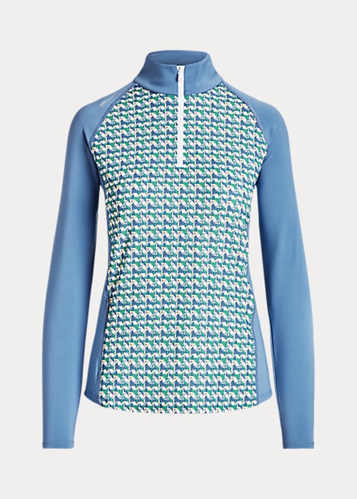 Ralph Lauren Print Jersey Quarter-Zip Tröjor Dam Blå | 730928-VAT