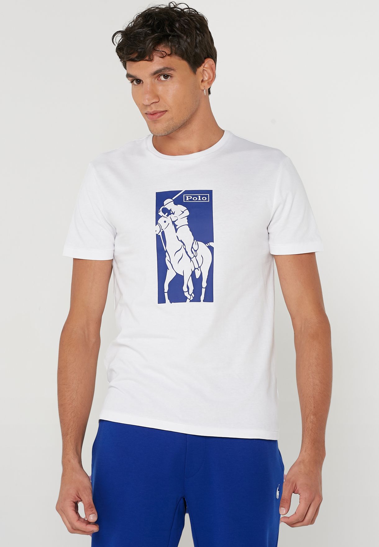 Ralph Lauren Printed Crew Neck T-shirt Herr Vita | 028763-CFK