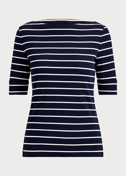 Ralph Lauren Randig Boatneck Blast Dam Marinblå | 342869-ICT