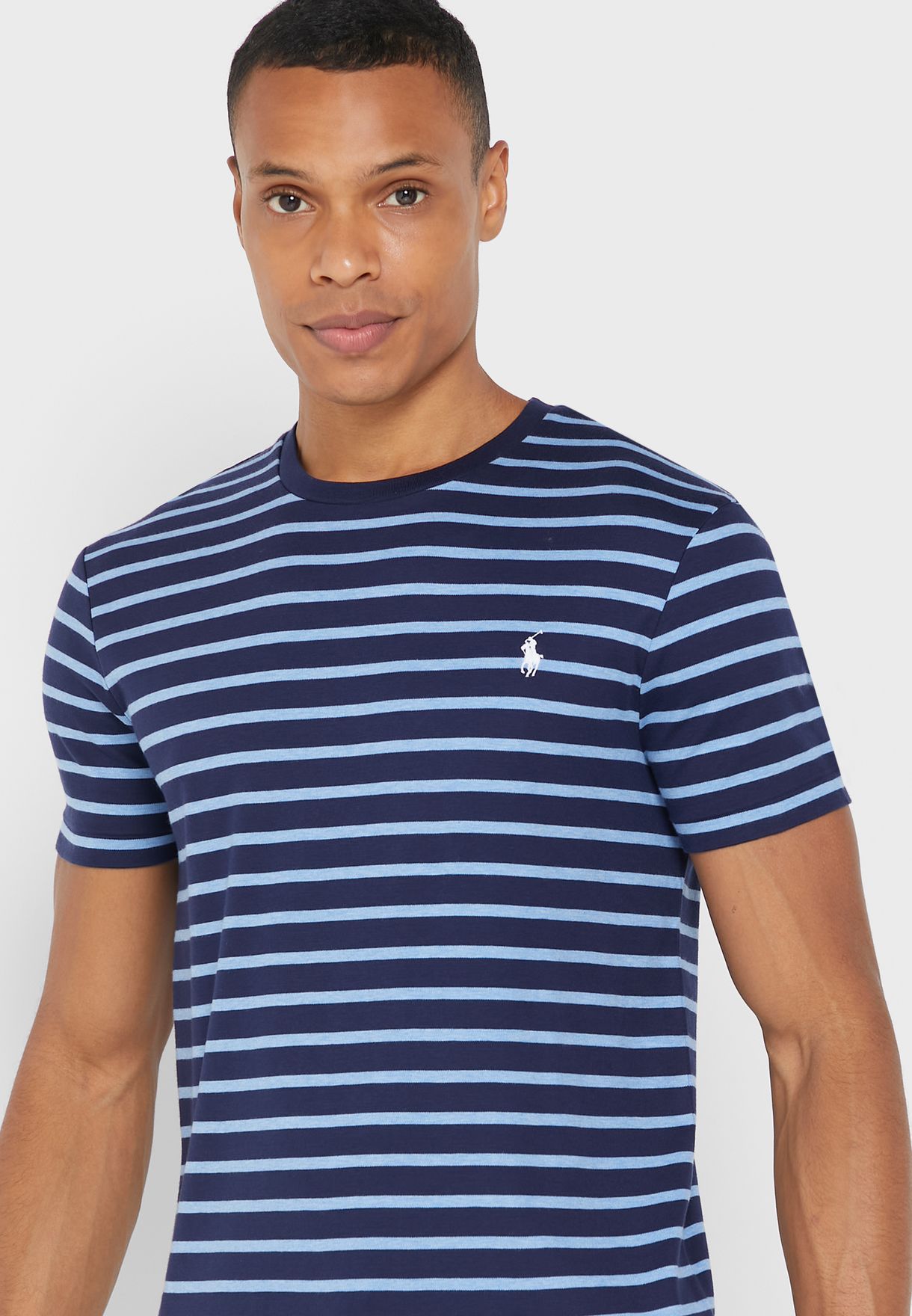 Ralph Lauren Randig Crew Neck T-shirt Herr Blå | 504273-LNH