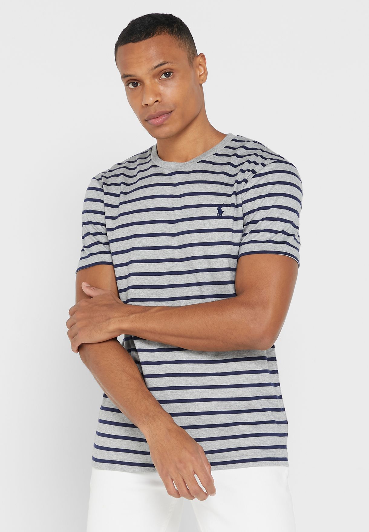 Ralph Lauren Randig Crew Neck T-shirt Herr Grå | 526048-RXL