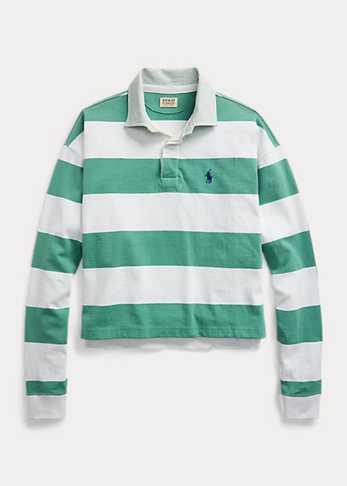 Ralph Lauren Randig Cropped Jersey Rugby Skjorta Dam Gröna | 157024-BEF