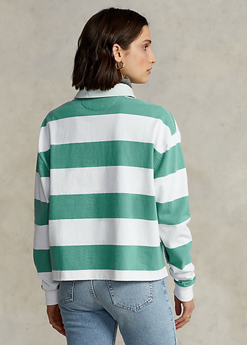 Ralph Lauren Randig Cropped Jersey Rugby Skjorta Dam Gröna | 157024-BEF