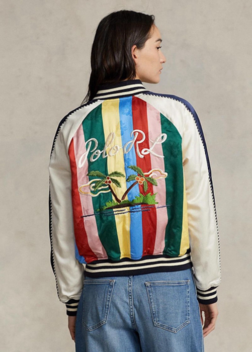 Ralph Lauren Randig Sateen Bomber Jacka Dam Olika Färger | 712609-VCU