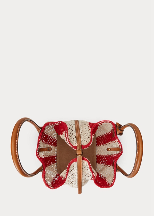 Ralph Lauren Randig Woven Large Bellport Toteväska Dam Ruby/Natural | 742310-MVP